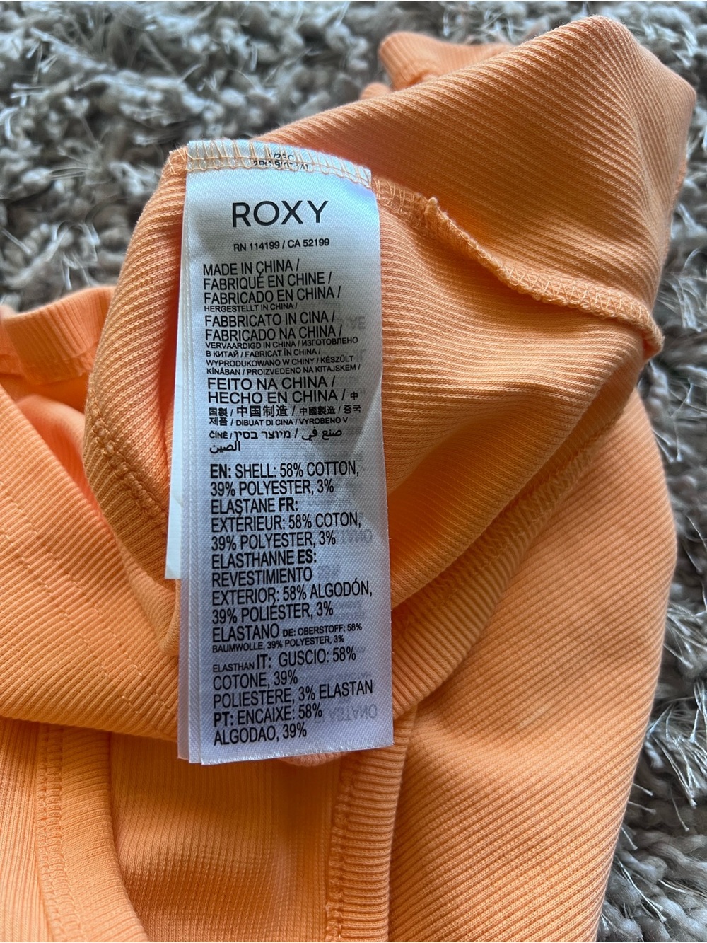 Roxy Peach Ribbed Cropped Tank Top - Roxy - Picture 4 of 4
